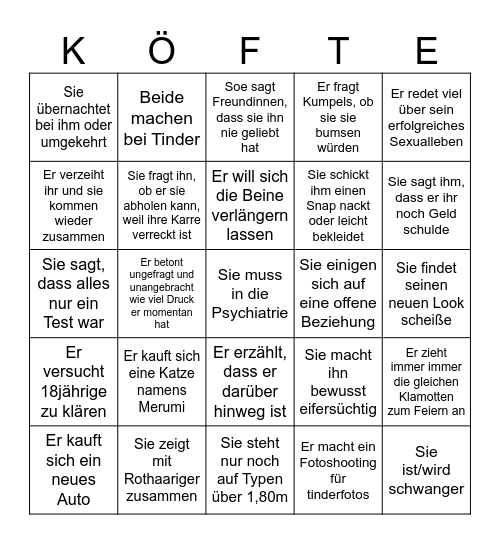 Unterm Teppich (Luschenversion) Bingo Card