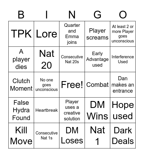 Bingo #18 Bingo Card