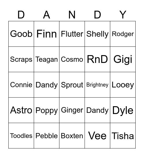 DW twisted bingo Card