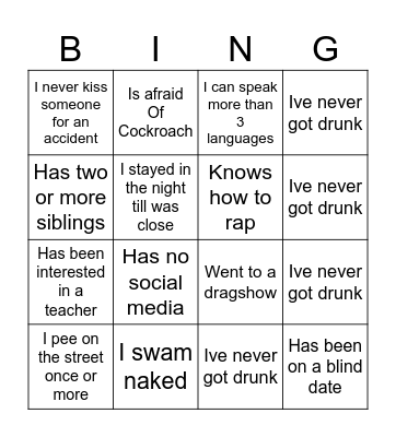 Marina party Bingo Card