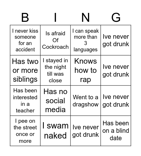Marina party Bingo Card