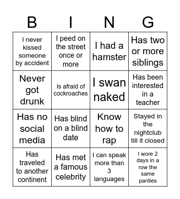 Marina ole Bingo Card