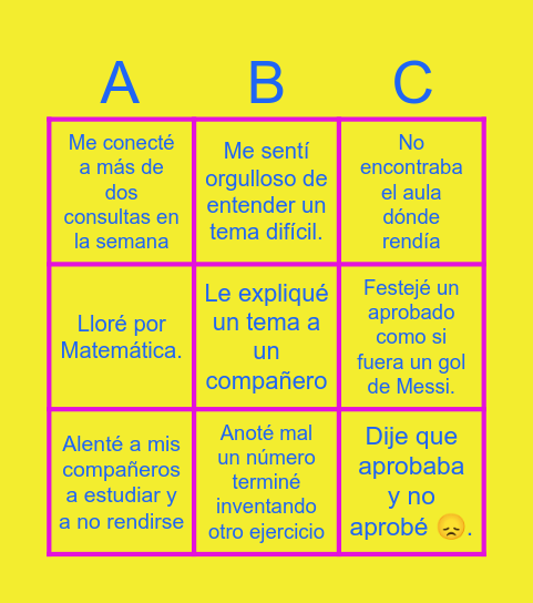 BINGO DEL INGRESO Bingo Card