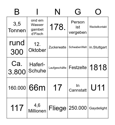 Wasen-Bingo Card