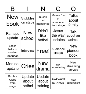 Annual Meeting Bingo Card
