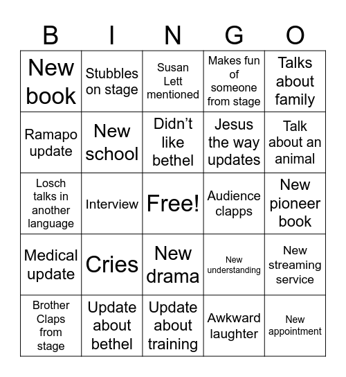 Annual Meeting Bingo Card