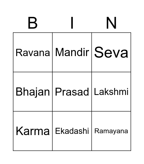 The Dharma Game Bingo Card