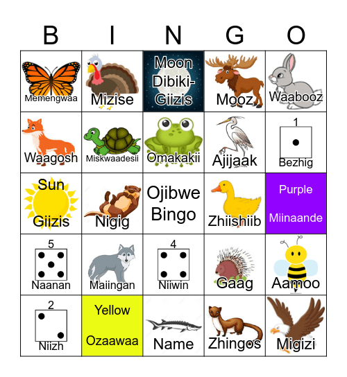 Ojibwe Bingo K-6 Bingo Card