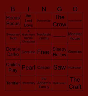 Guess the spooky film! Bingo Card