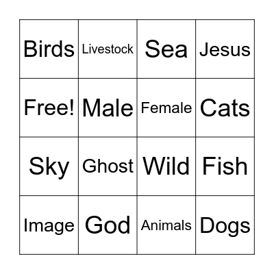 Genesis 1:26-27 Bingo Card