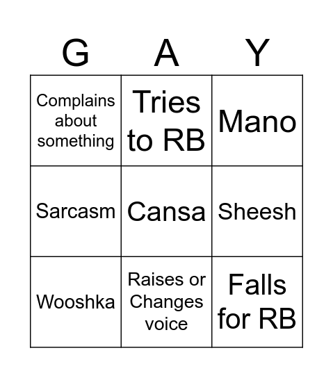 RapeRodd Bingo Card