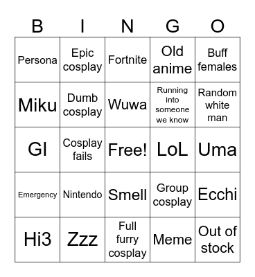 Anime Fiesta 2025 Bingo Card