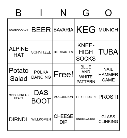 BIERGARTEN BINGO Card