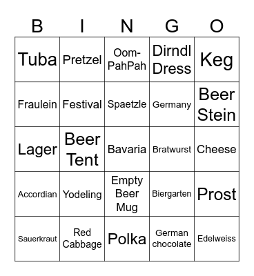 Octoberfest Bingo Card