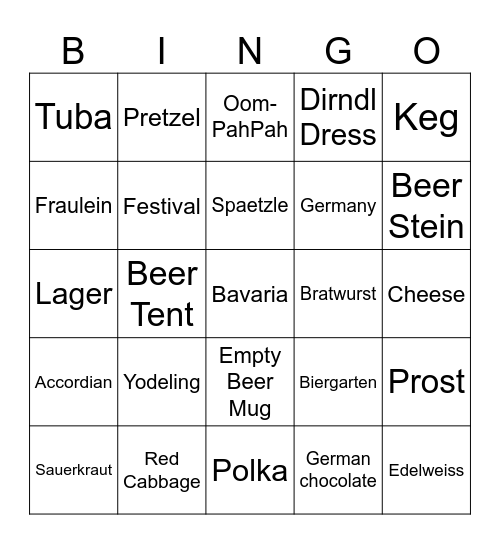 Octoberfest Bingo Card