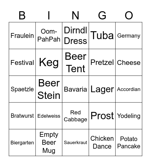 Octoberfest Bingo Card
