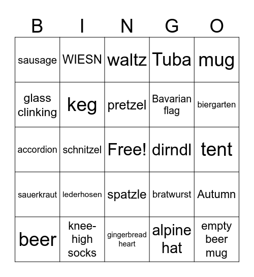 OKTOBERFEST Bingo Card