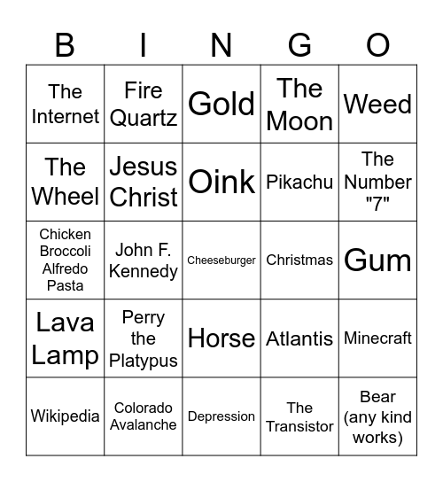 Infinite Craft Bingo Card