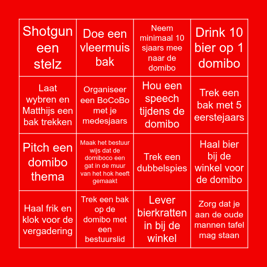 Sjaarspunten bingVO Bingo Card