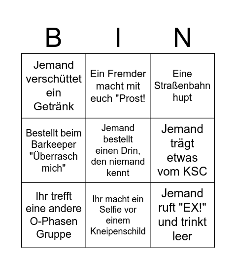 Kneipentour 2025 Bingo Card