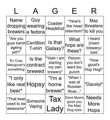 Beer Geek Bingo Card