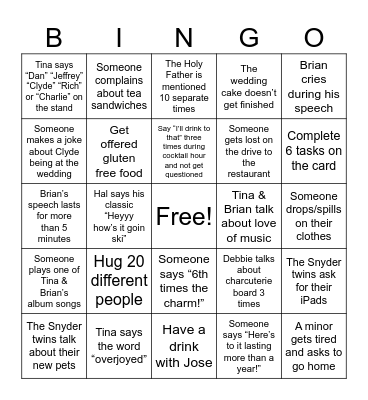 Sweet 6th Wedding Bingo! Bingo Card