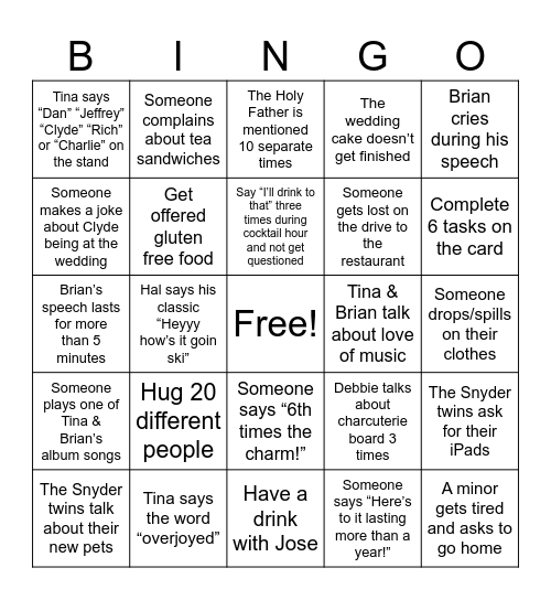 Sweet 6th Wedding Bingo! Bingo Card