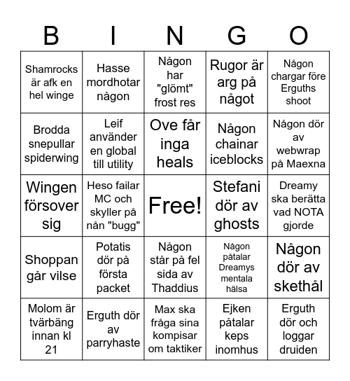 Three Crowns Naxx Bingo Card