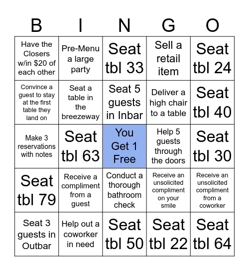 Hostess Fun Bingo Card