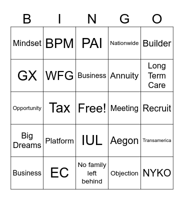 EC 29 Class 3 Bingo Card