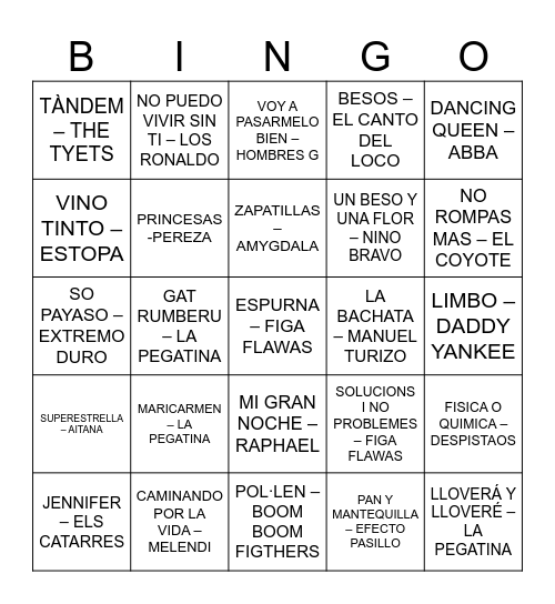 BINGO MUSCIAL Bingo Card