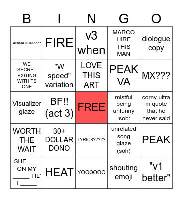 secret exit chatter bingo Card