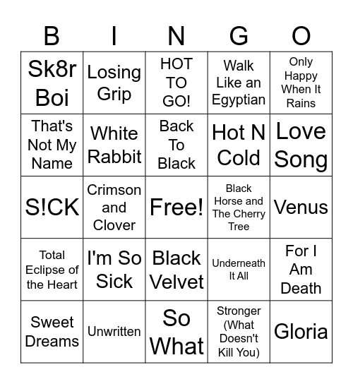 Women Who Rock #2 Bingo Card