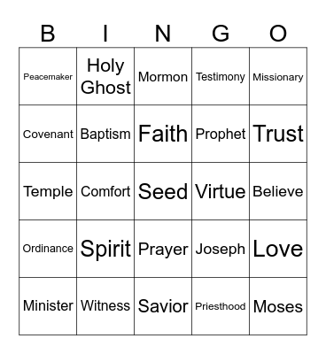 General Conference Bingo Card