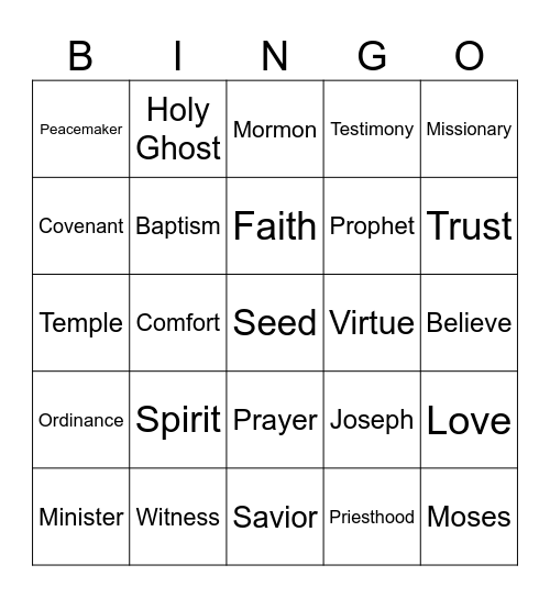 General Conference Bingo Card