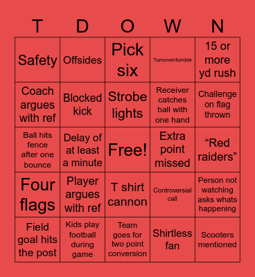 Nwc football Bingo Card
