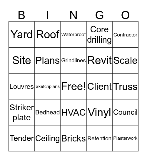 Architectural Bingo Card