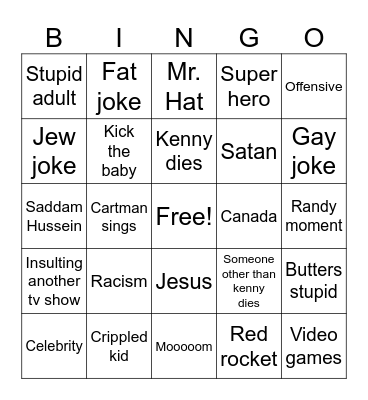 south park Bingo Card