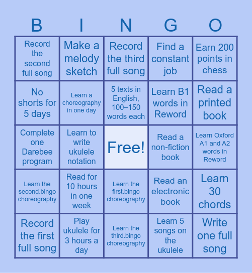 Goal Bingo Card