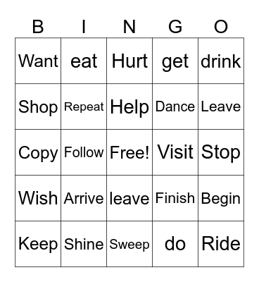 Irregular verbs (simple past) Bingo Card
