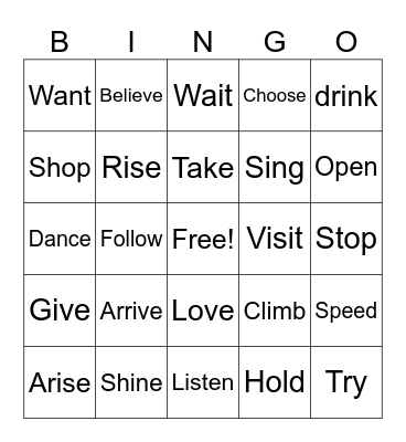 Irregular verbs (simple past) Bingo Card