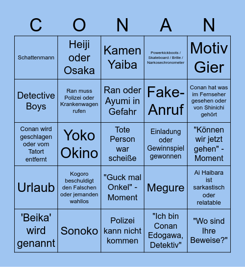 Conan Bingo Card