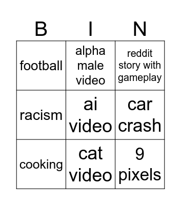 Instagram Reels Bingo Card