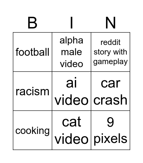 Instagram Reels Bingo Card