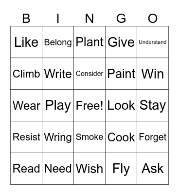 Irregular verbs (simple past) Bingo Card