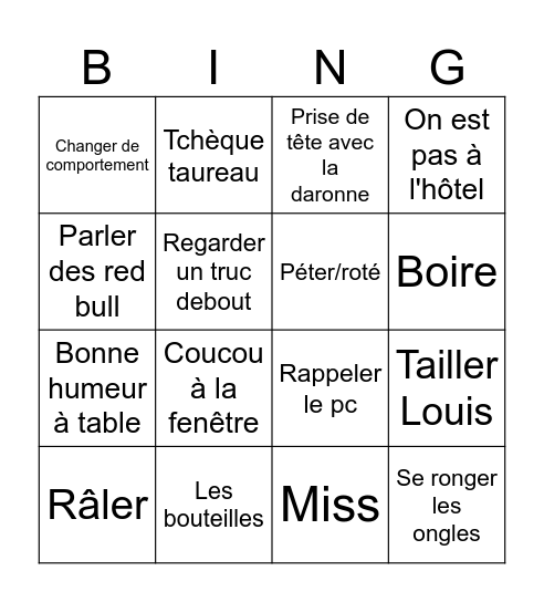 Daron Bingo Card
