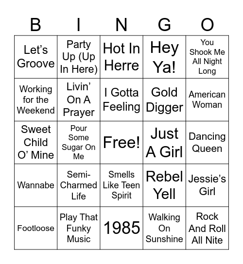 37MB MIX HITS ROUND 1 Bingo Card