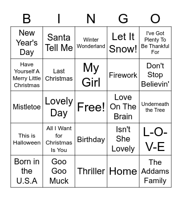 Holiday Bingo Card