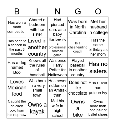 Find a Person Who... Bingo Card