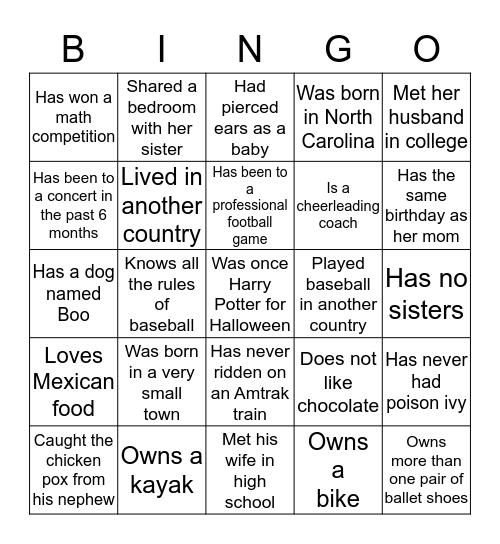 Find a Person Who... Bingo Card